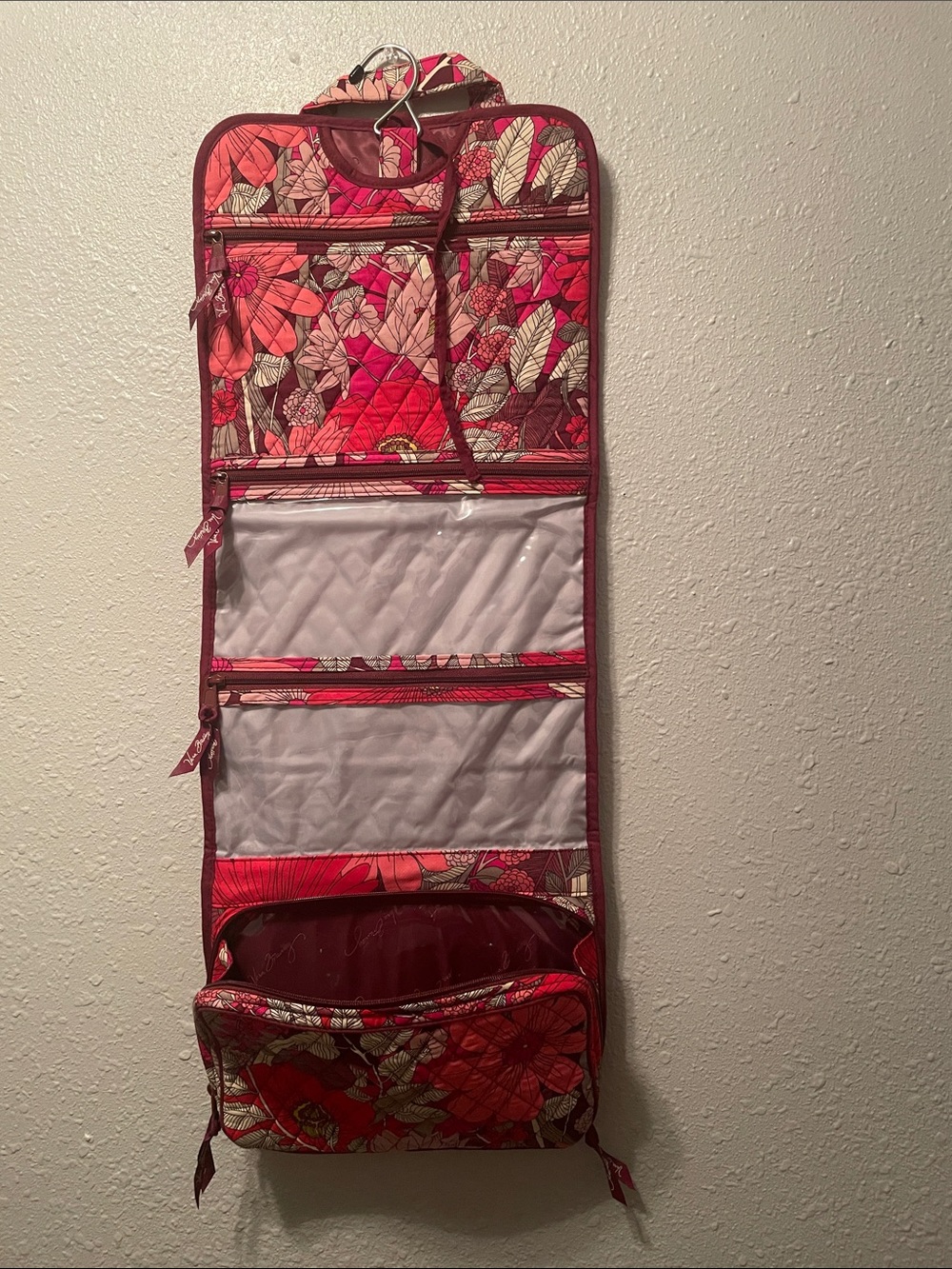 Vera Bradley Red Pink Floral Hanging Organizer traveling